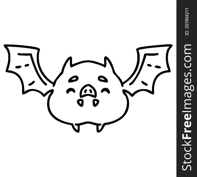 line doodle of a super cute halloween bat