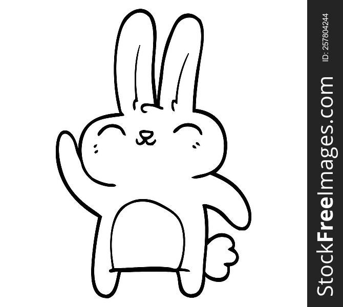 line drawing cartoon happy rabbit
