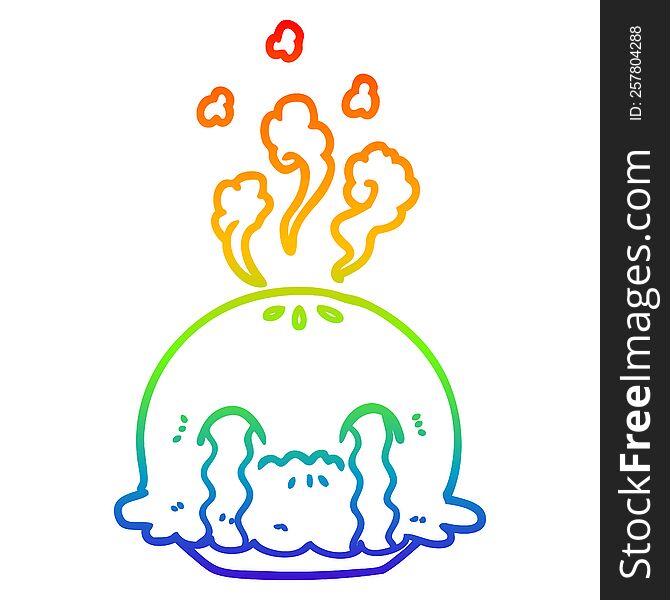 Rainbow Gradient Line Drawing Cartoon Crying Pie