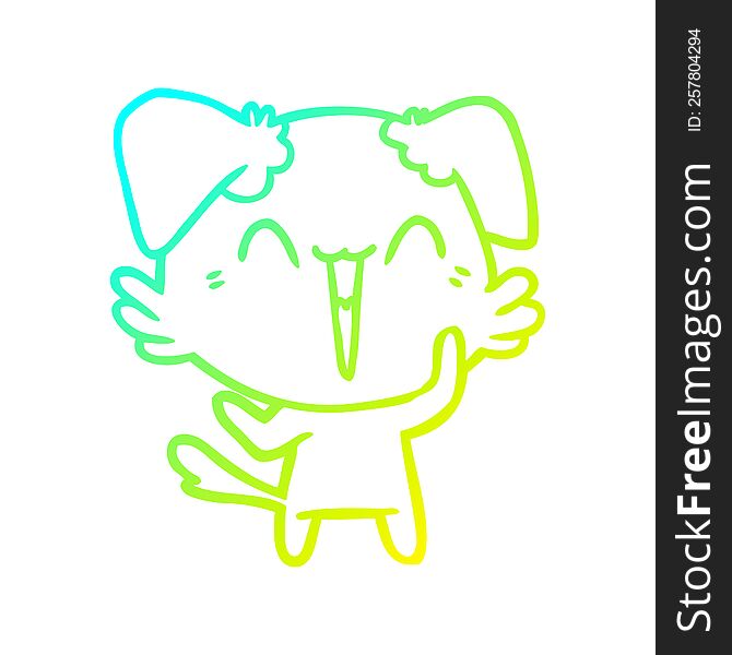 cold gradient line drawing of a happy little dog cartoon