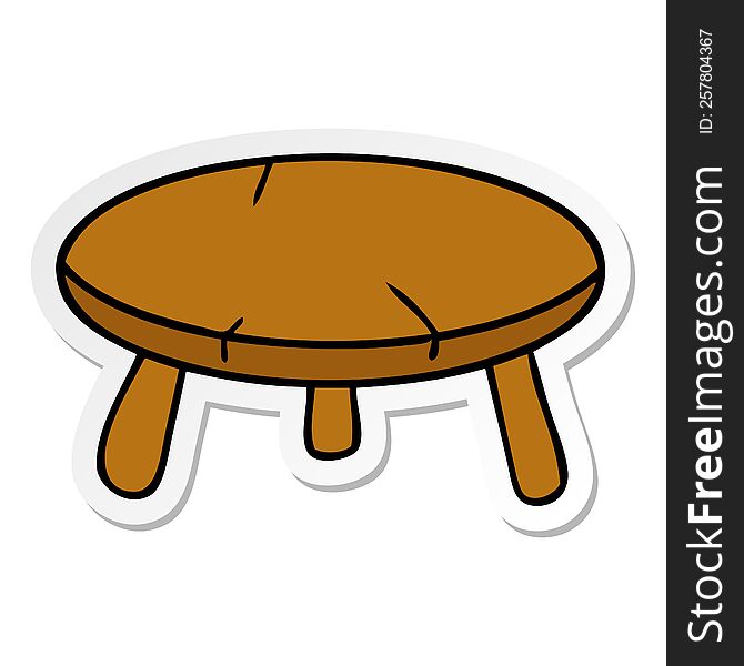 hand drawn sticker cartoon doodle of a wooden stool