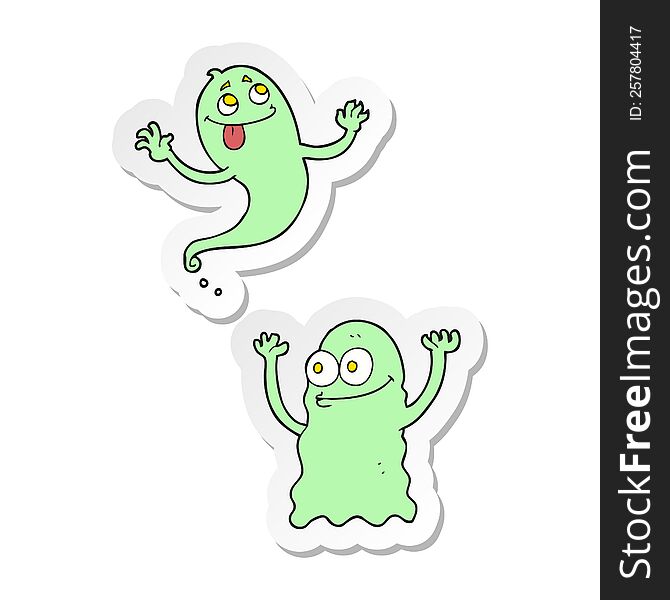 sticker of a cartoon ghosts