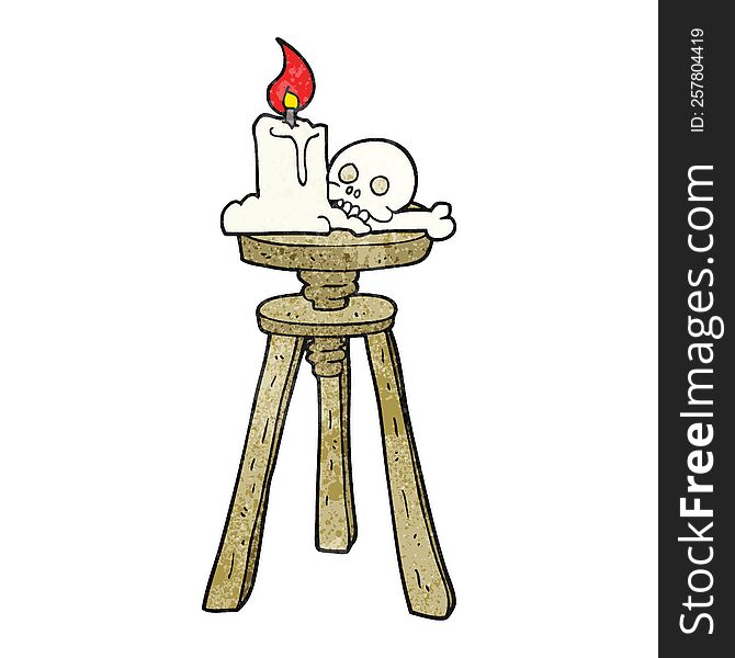 Textured Cartoon Spooky Skull And Candle