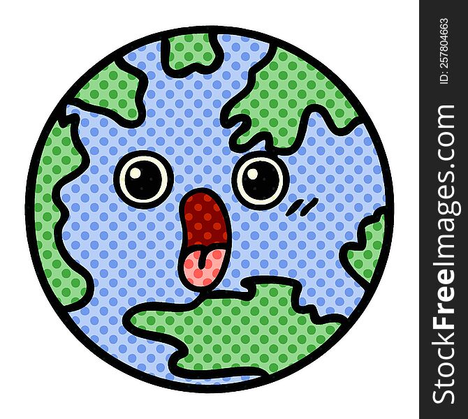 Comic Book Style Cartoon Planet Earth