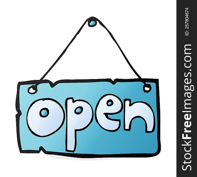 cartoon open shop sign