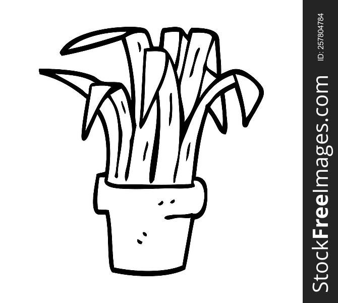 line drawing cartoon indoor plant