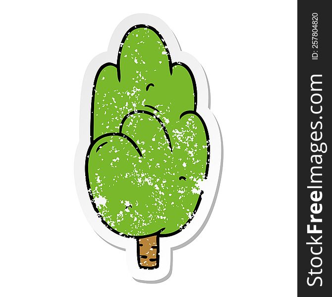 distressed sticker cartoon doodle single green tree