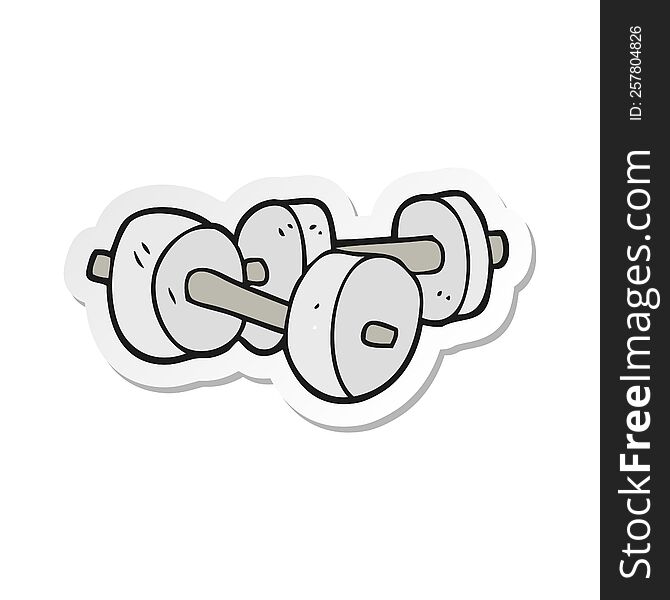 sticker of a cartoon dumbbells