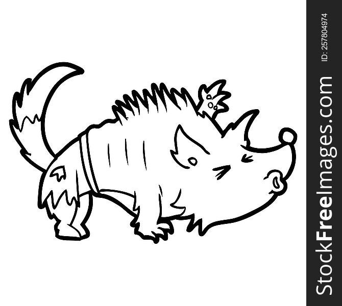 line drawing of a halloween werewolf. line drawing of a halloween werewolf
