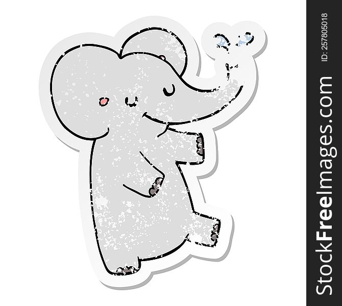 Distressed Sticker Of A Cartoon Dancing Elephant