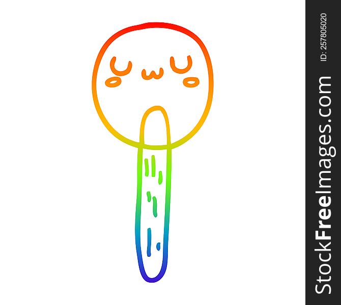 rainbow gradient line drawing of a cartoon lollipop