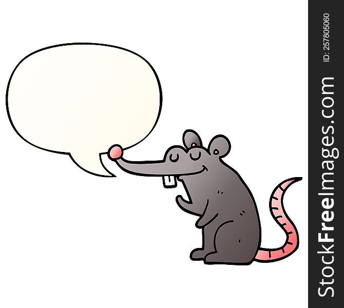 cartoon rat with speech bubble in smooth gradient style