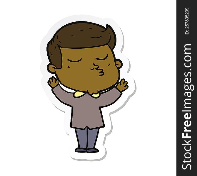 Sticker Of A Cartoon Model Guy Pouting