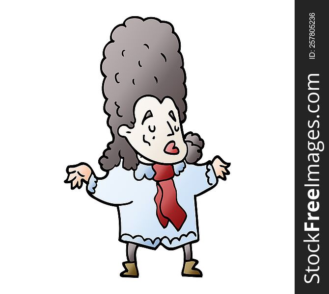 cartoon doodle man in wig