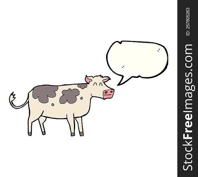 freehand drawn speech bubble cartoon cow