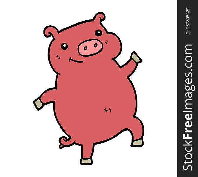 cartoon dancing pig