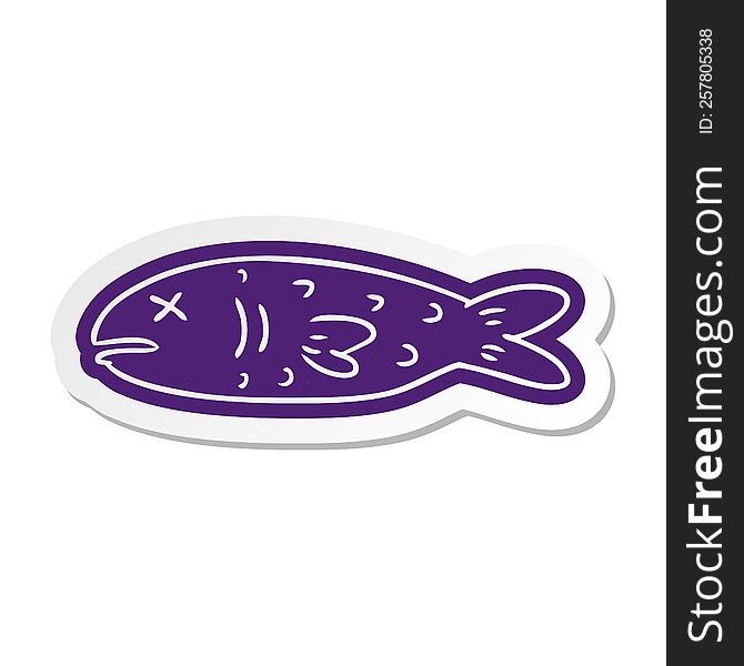 cartoon sticker of a dead fish