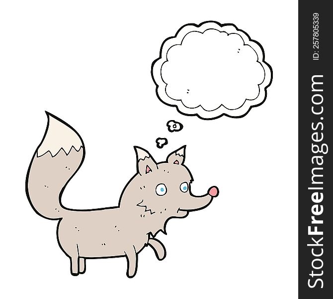 Cartoon Wolf Cub With Thought Bubble