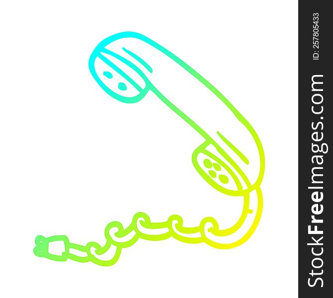 cold gradient line drawing of a cartoon phone handset