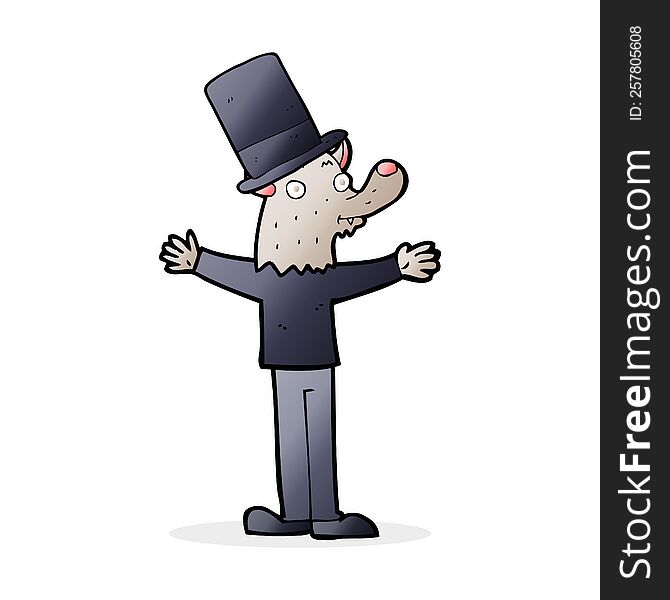 cartoon werewolf in top hat