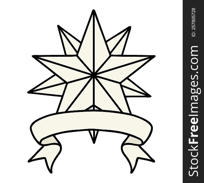 Tattoo With Banner Of A Star