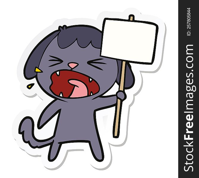 Sticker Of A Cute Cartoon Dog Barking