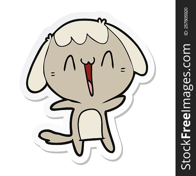 sticker of a cartoon laughing dog