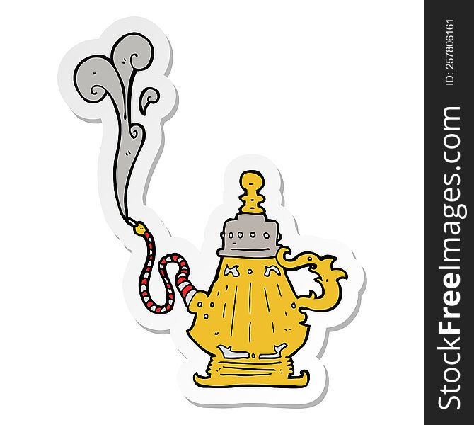 sticker of a cartoon smoking hookah
