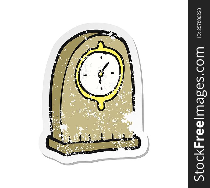 retro distressed sticker of a cartoon old clock