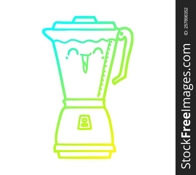 cold gradient line drawing of a cartoon food processor