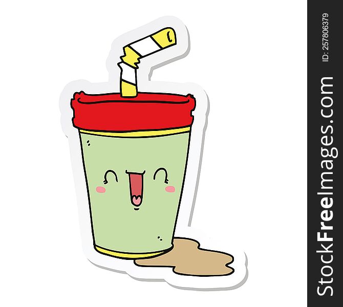 sticker of a cute cartoon soda