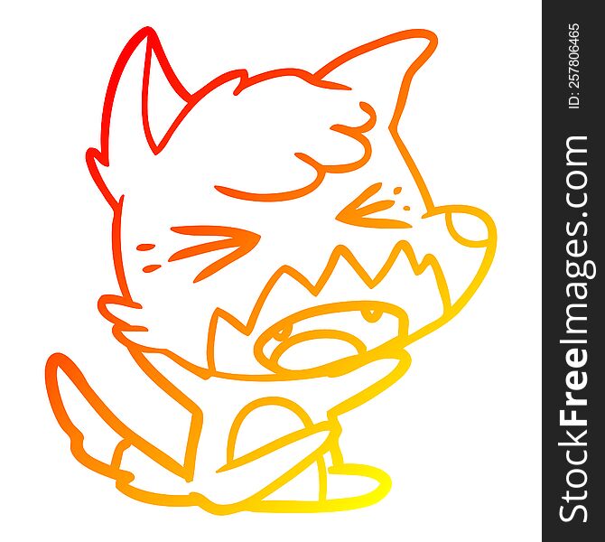 Warm Gradient Line Drawing Angry Cartoon Fox