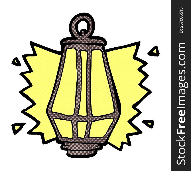 freehand drawn cartoon lantern shining