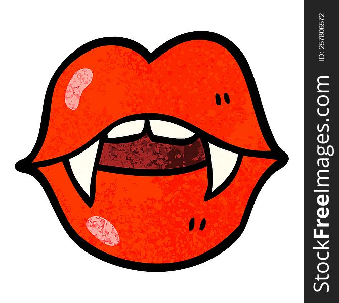 Grunge Textured Illustration Cartoon Vampire Mouth