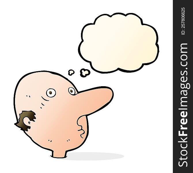 Cartoon Balding Man With Thought Bubble