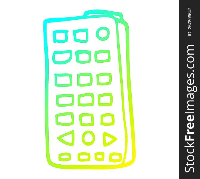 cold gradient line drawing of a cartoon remote control