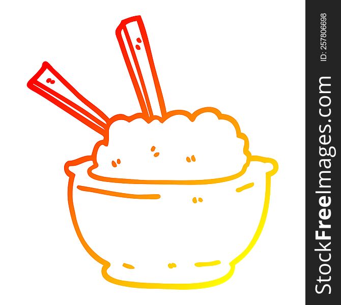 warm gradient line drawing of a cartoon bowl of rice