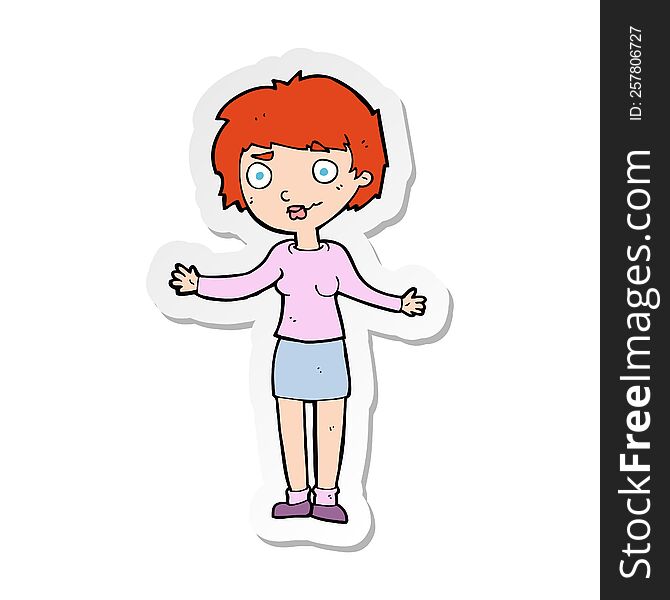 Sticker Of A Cartoon Confused Woman