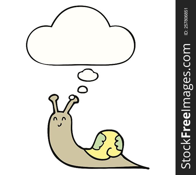 cute cartoon snail with thought bubble. cute cartoon snail with thought bubble
