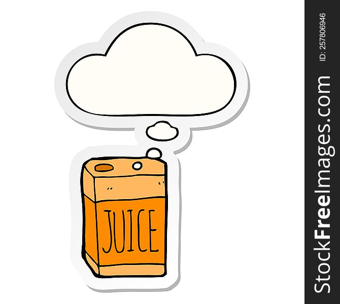 cartoon juice box with thought bubble as a printed sticker