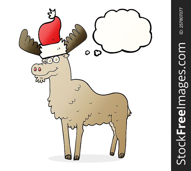 freehand drawn thought bubble cartoon christmas moose
