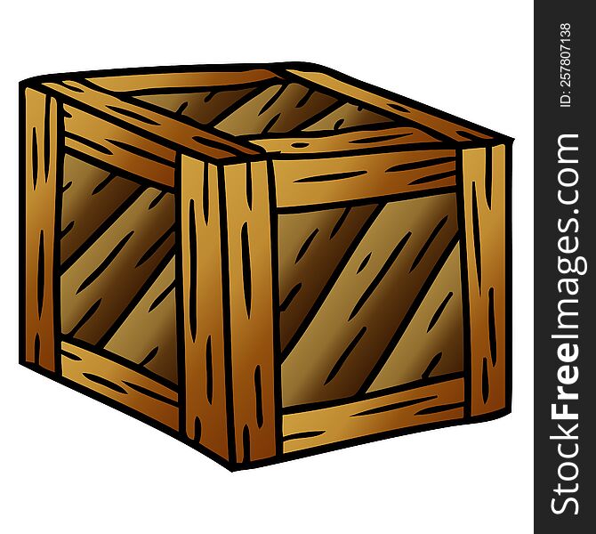 Gradient Cartoon Doodle Of A Wooden Crate