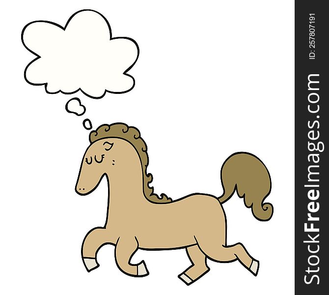 cartoon horse running with thought bubble. cartoon horse running with thought bubble