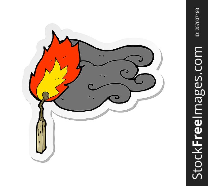 Sticker Of A Cartoon Flaming Match