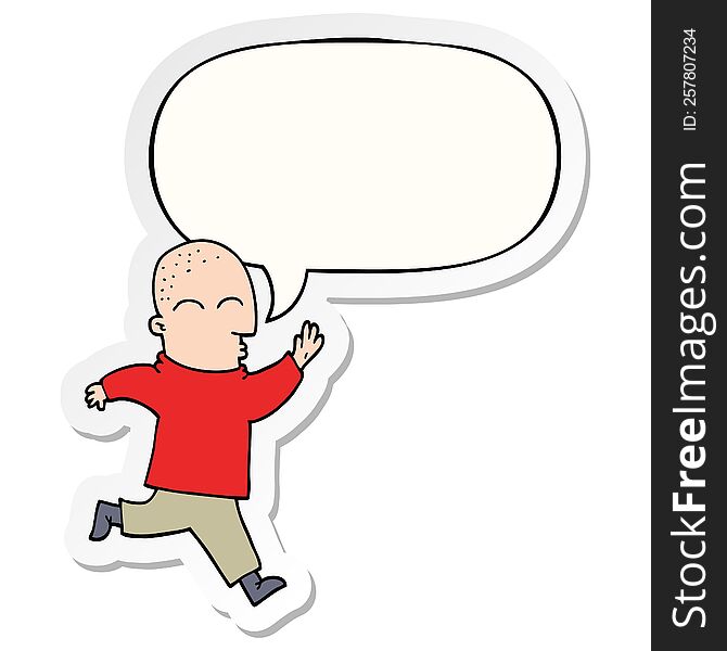 Cartoon Man Running And Speech Bubble Sticker