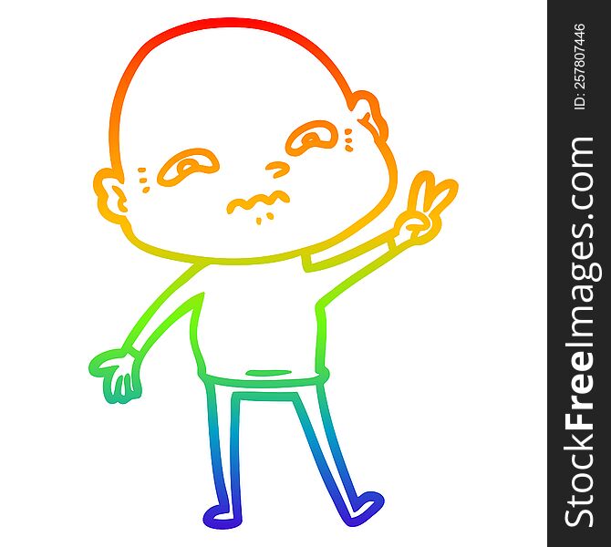 rainbow gradient line drawing of a cartoon nervous man