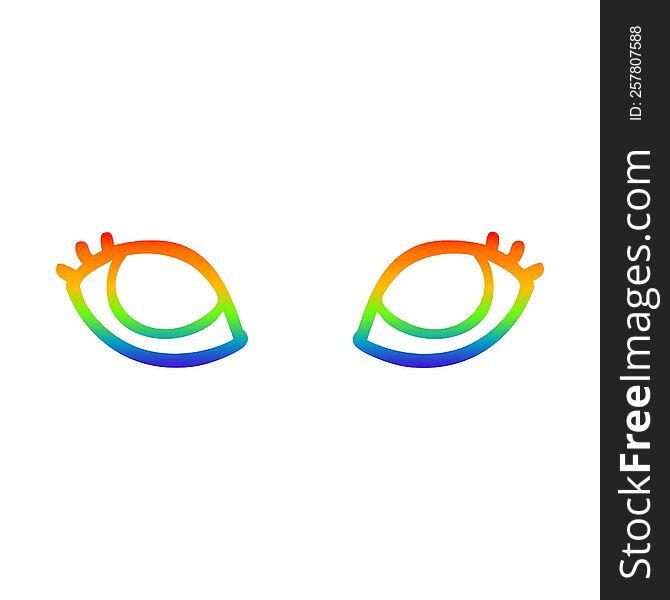 rainbow gradient line drawing of a cartoon grey eyes