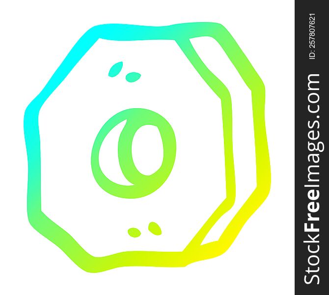 cold gradient line drawing of a cartoon screw nut