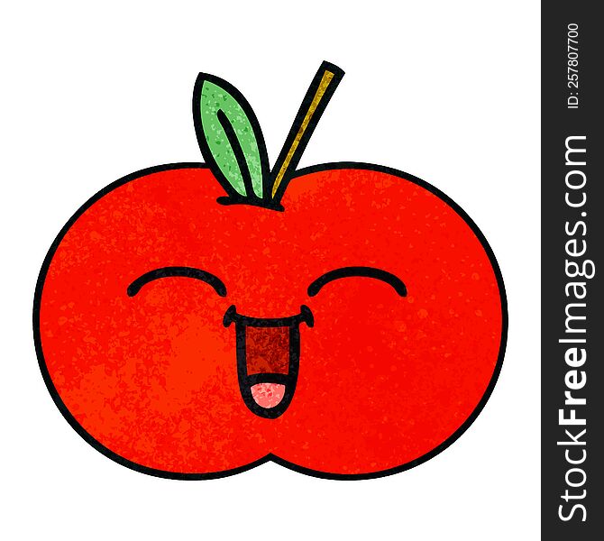 retro grunge texture cartoon red apple