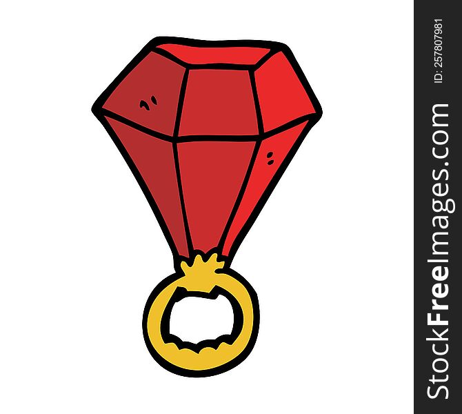 cartoon doodle red ruby ring